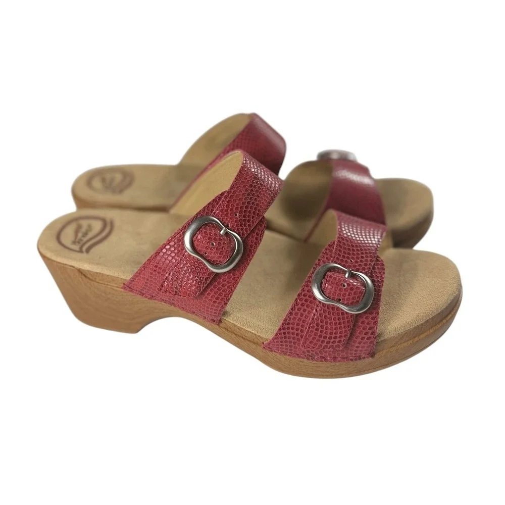 Dansko Sophie Moray Red Leather Slide Sandals Women's EU 42 US 11.5 NEW